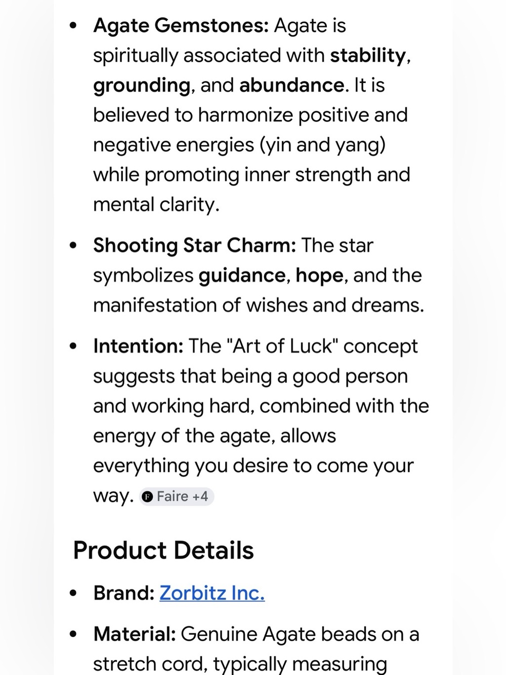 #2039*Unisex’s Art of Luck Agate Beaded Bracelet with Star Charm - Picture 4 of 13